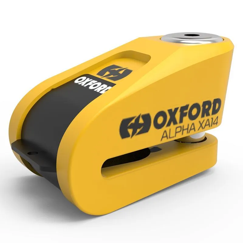 Bloque disque alarme OXFORD Alpha XA14 Ø14mm inox noir/jaune - piecemotoquad