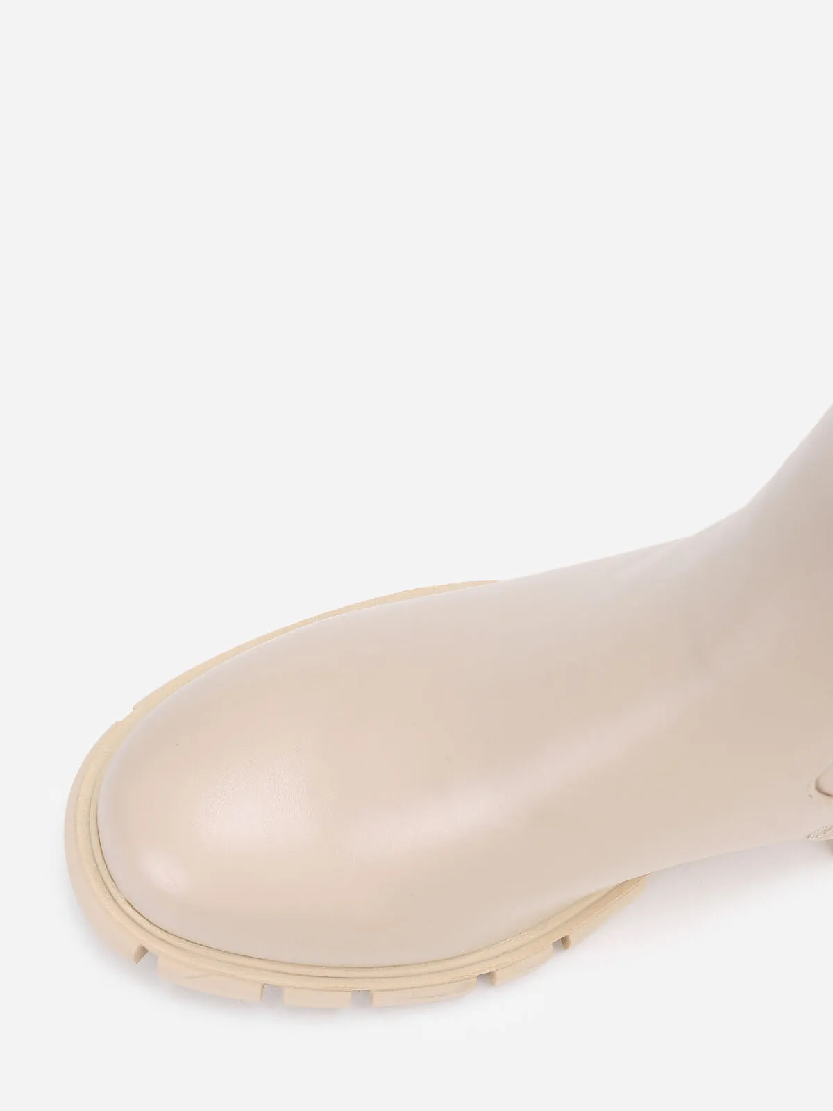 Chelsea stretchy à talon cranté- Beige