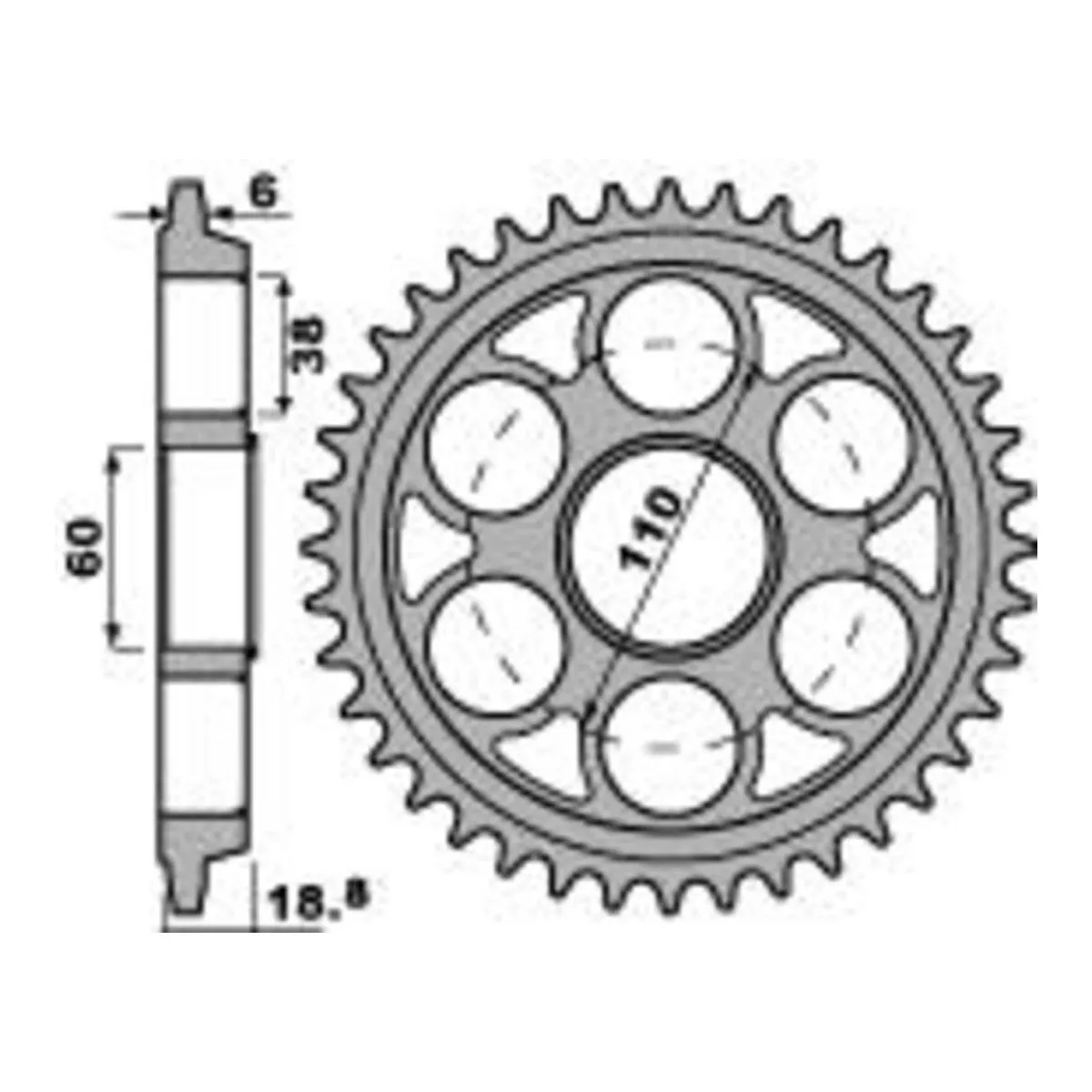 Couronne Acier PBR DUCATI 1098 à 1200cc (Pas de chaine 520)