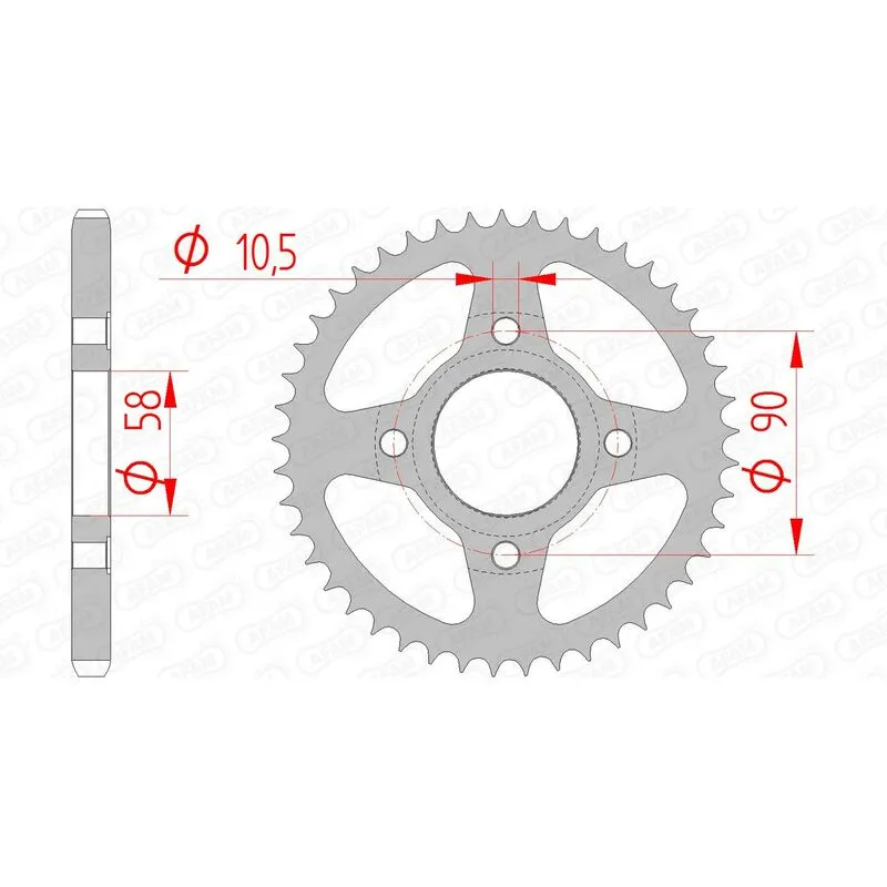 Couronne AFAM 51 dents acier pas 428 type 10223