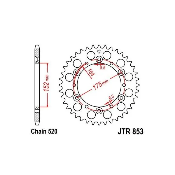Couronne JT SPROCKETS acier standard 853 - 520