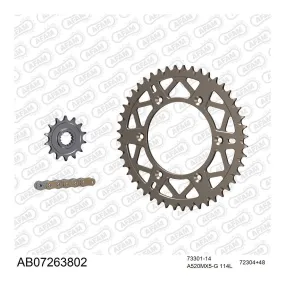 Kit chaine 520 AFAM - Couronne alu anti-boue - Type de chaine au choix - KTM SX 525 AFAM 2003-2006