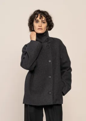 Manteau court en laine bio | gris foncé "majelaa - steel melange" femme