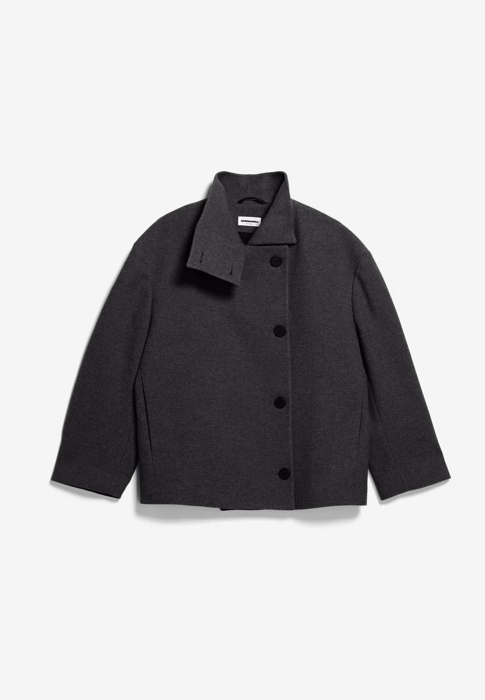 Manteau court en laine bio | gris foncé "majelaa - steel melange" femme