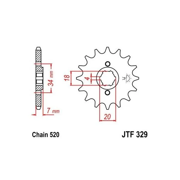 Pignon JT SPROCKETS acier standard 329 - 520