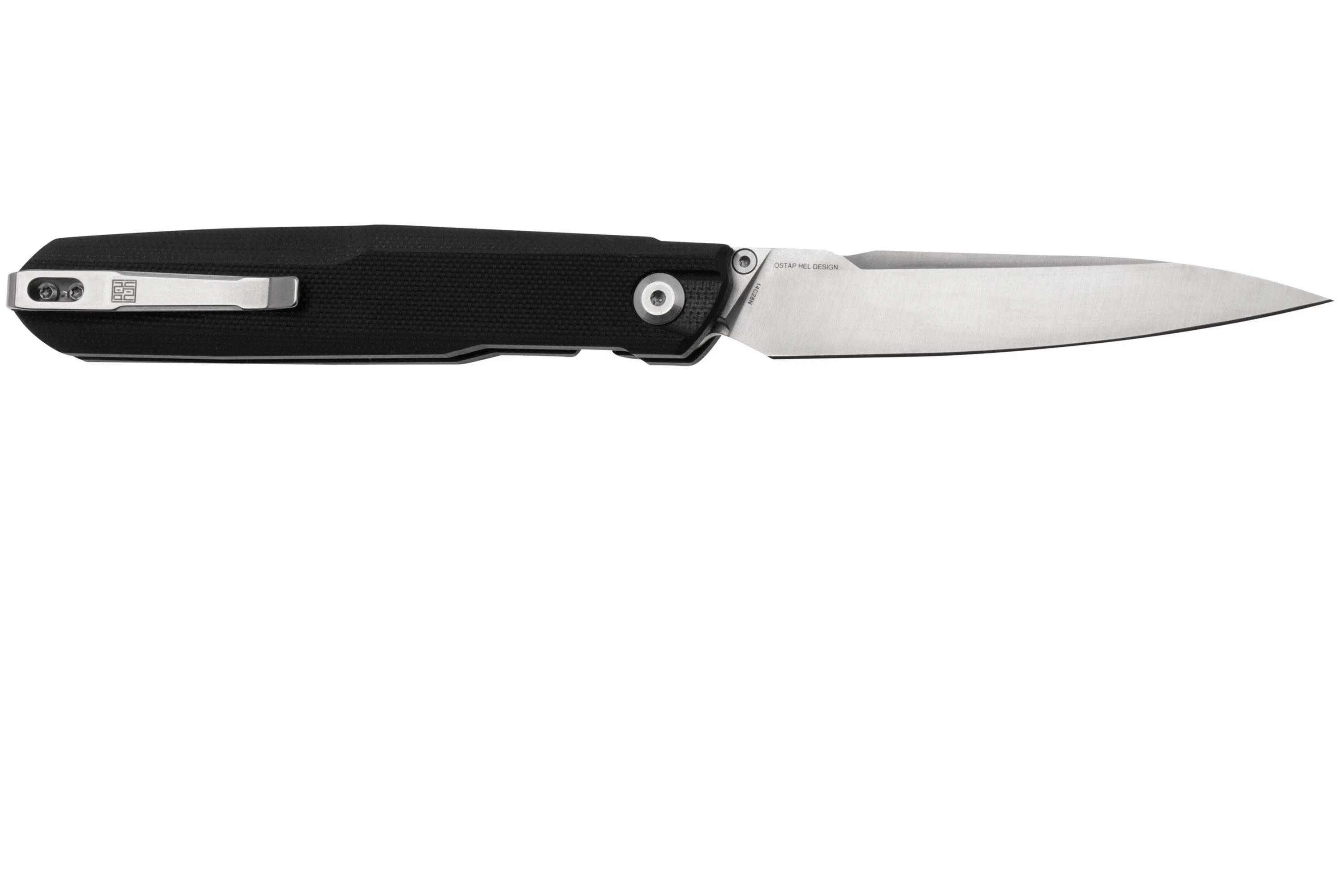 Real Steel G5 Metamorph Button Lock 7831B Satin 14C28N, Black G10, couteau de poche, Ostap Hel design