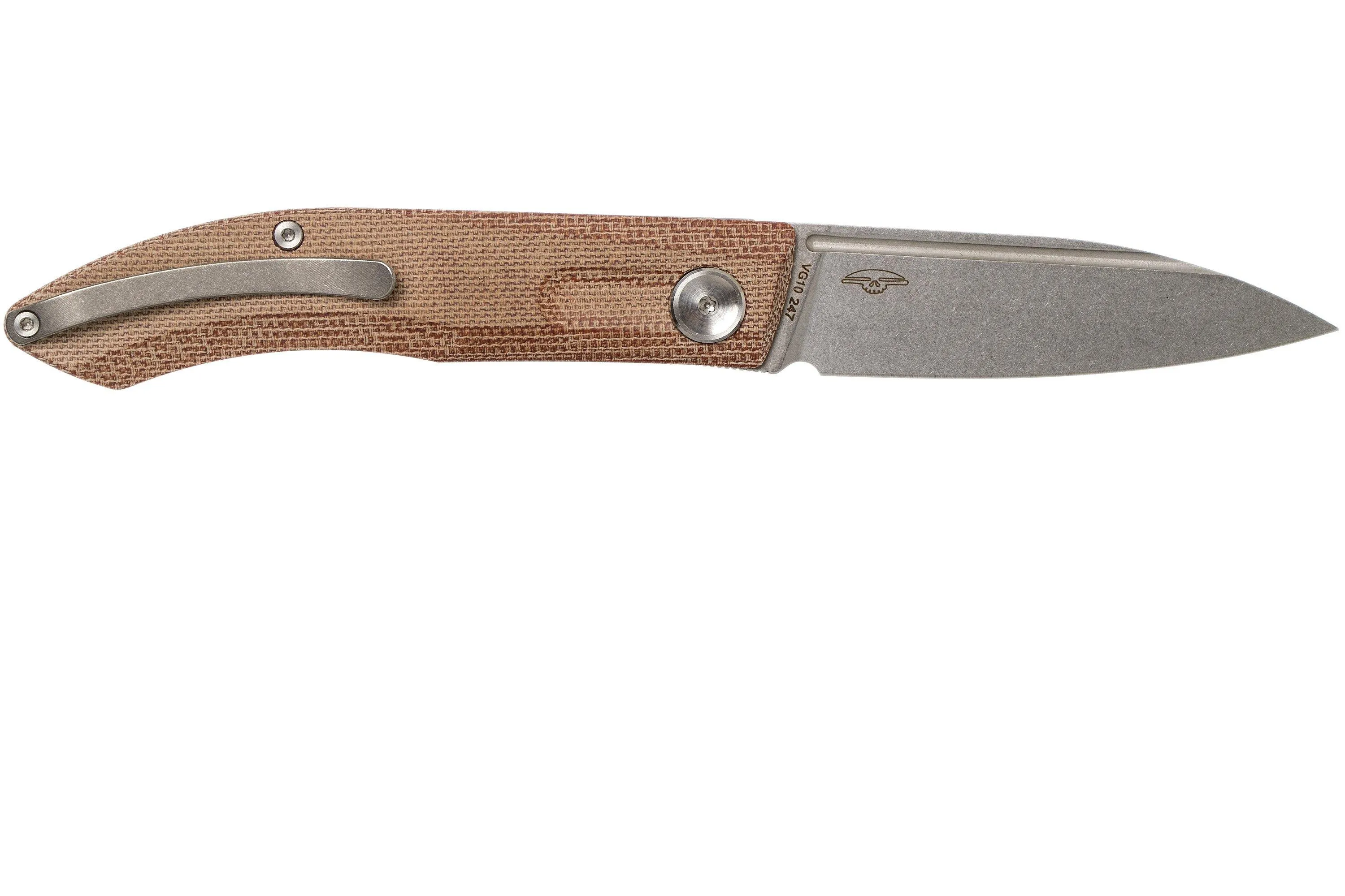 Real Steel Stella Natural Canvas Micarta 7056 Knivesandtools Exclusive couteau de poche, Poltergeist designive