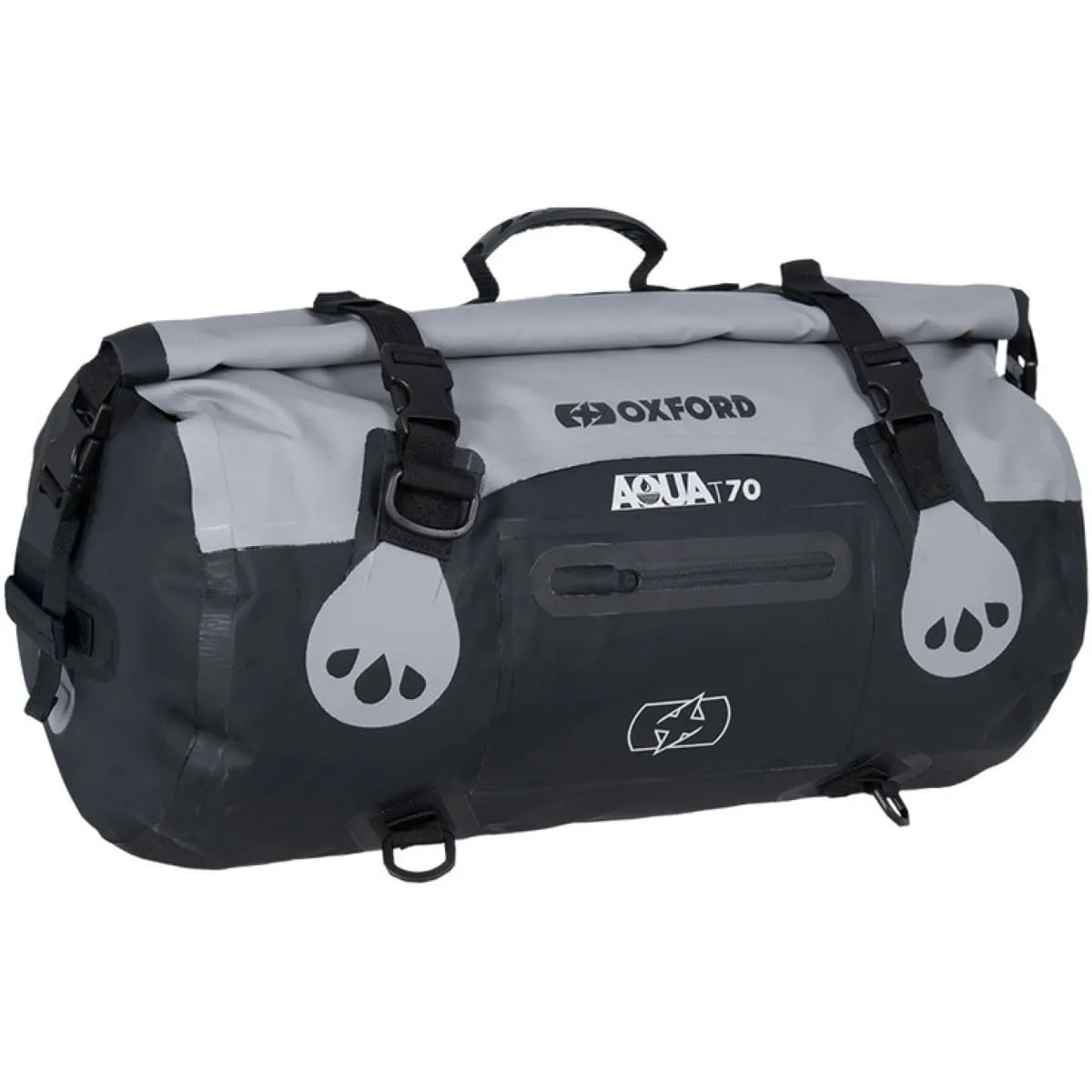 Sacoche Oxford Aqua T-70 Roll Bag Gris Noir 70L 1106431002 - Sacoche de selle moto