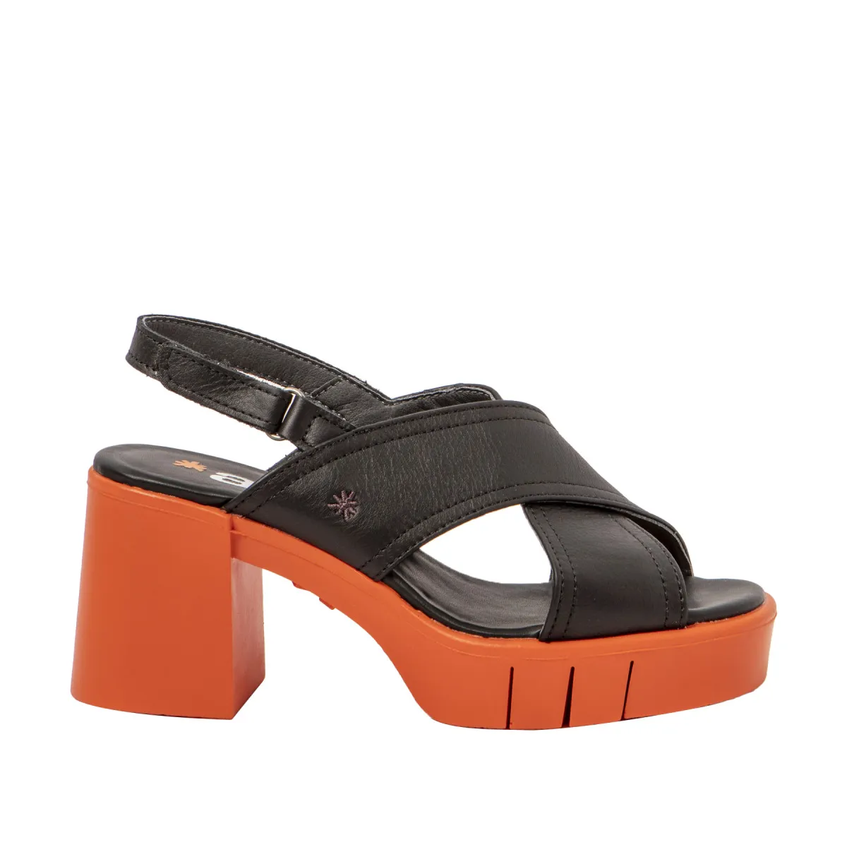 Sandales en cuir à talon bottier - Noir