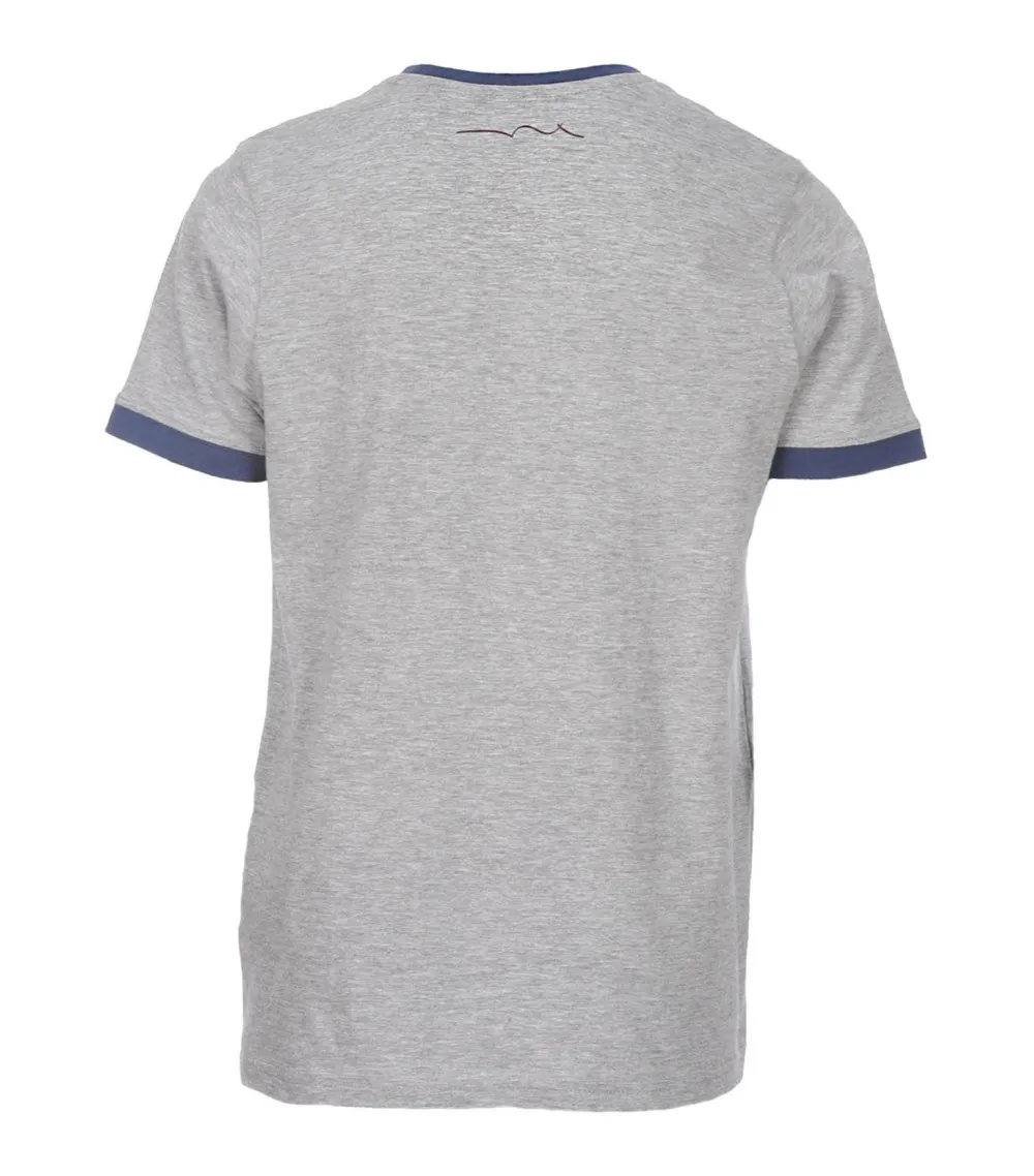 Tee-shirt col rond Teddy Smith Junior Ticlass en coton gris chiné floqué en bleu pétrole