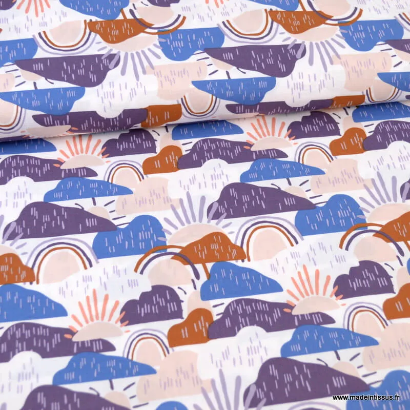 Tissu coton motifs nuages Dear Isla - Hilltop - Waterdrop Fabric - Cotton and Steel - oeko tex