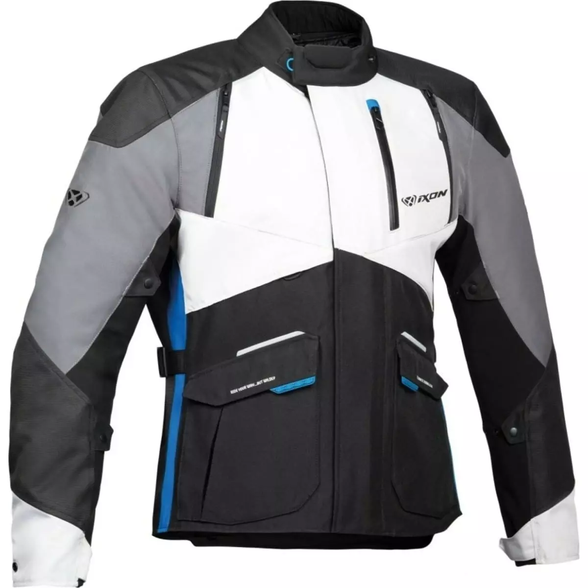 Veste Ixon Balder Noir Gris Bleu - Blouson Moto Textile